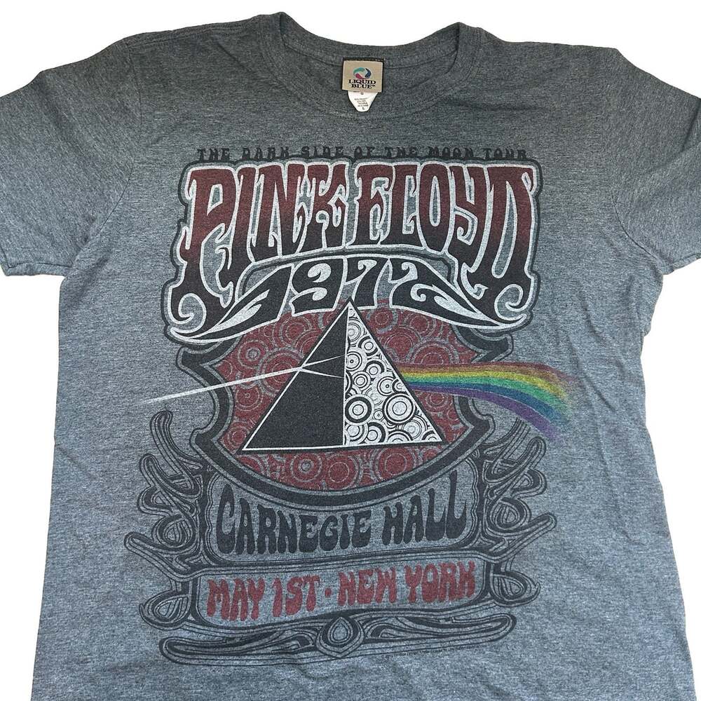 Liquid Blue Pink Floyd Dark Side T-Shirt Men L Carnegie Hall 1972 Retro Band Tee - Picture 2 of 10